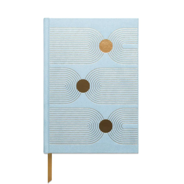 DesignWorks Hard Cover Suede Journal With Pocket  - Blue Arch Dot