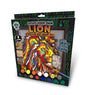 A packaged wooden art craft kit showing a colorful lion illustration on the front, with text reading 'Create Your Own Lion Wooden Art Craft Kit' and 'Make Art From Bark.' The box includes multiple color paint wells and small inset images of materials, photographed on a light gray background.
