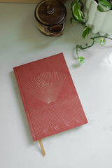 DesignWorks Hard Cover Suede Journal - Radiant Terracotta Rays