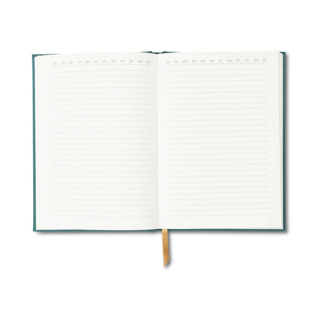 DesignWorks Hard Cover Suede Cloth Journal With Pocket - Green Linear Boxes