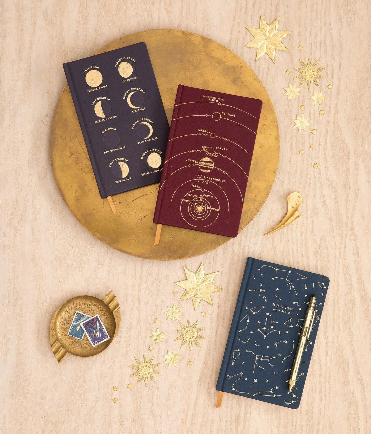 DesignWorks Bookcloth Hardcover Journal - Navy Moon Phases