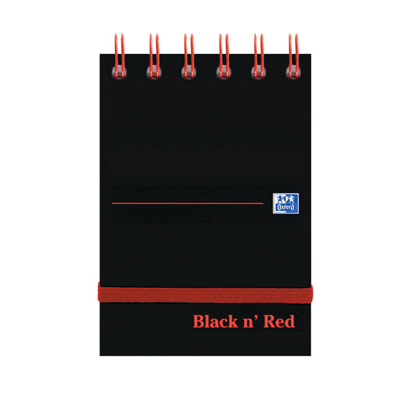 Black n' Red Wirebound Ruled Elasticated Notepad 140 Pages A7 (Pack of 5) 400050435