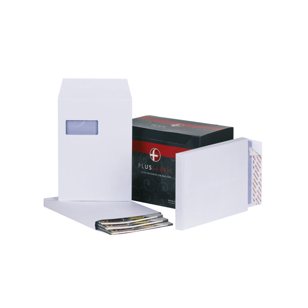 Plus Fabric Gusset C4 Envelopes Window Peel and Seal 120gsm White (Pack of 100) C27566