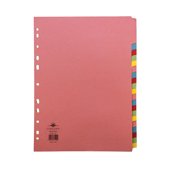 Concord Divider 20-Part A4 160gsm Multicoloured 74499/J44