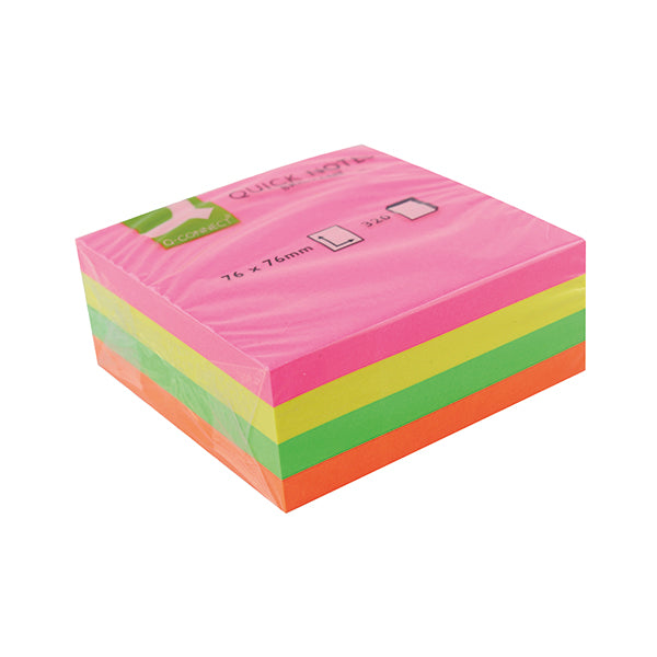 Q-Connect Quick Note Cube 76 x 76mm Assorted Neon KF01348