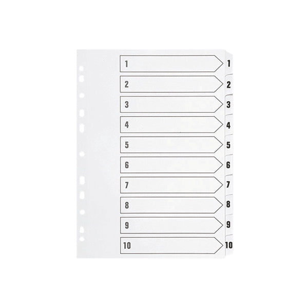 Q-Connect 1-10 Index Multi-punched Polypropylene White A4 KF01353