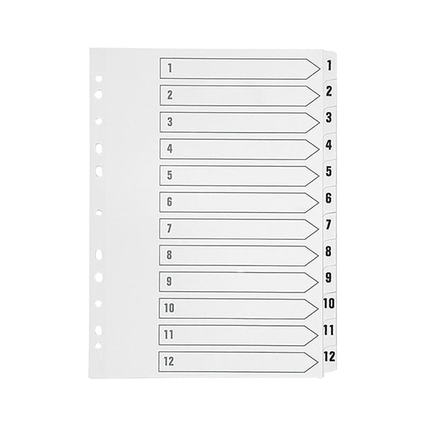 Q-Connect 1-12 Index Multi-punched Polypropylene White A4 KF01354