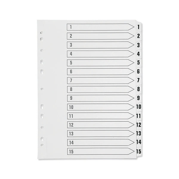 Q-Connect 1-15 Index Multi-punched Polypropylene White A4 KF01355