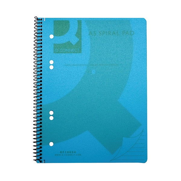 Q-Connect Spiral Bound Polypropylene Notebook 160 Pages A5 Blue (Pack of 5) KF10034