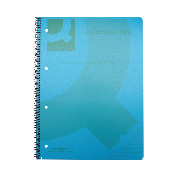 Q-Connect Spiral Bound Polypropylene Notebook 160 Pages A4 Blue (Pack of 5) KF10037