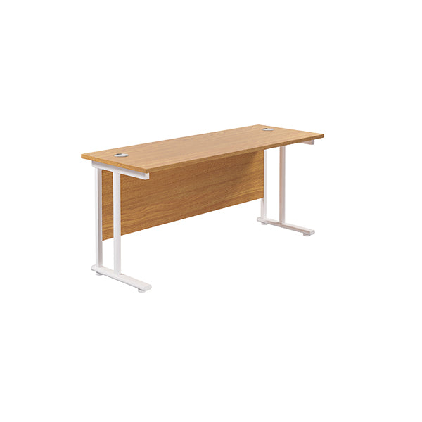 Jemini Rectangular Cantilever Desk 1600x600x730mm Nova Oak/White KF806523
