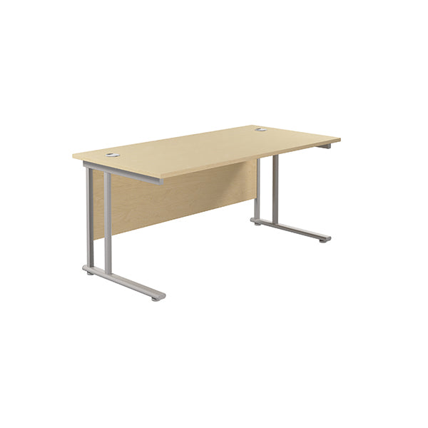 Jemini Rectangular Cantilever Desk 1800x800x730mm Maple/Silver KF807209