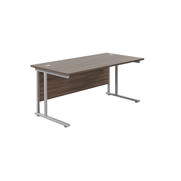 Jemini Rectangular Cantilever Desk1800x800x730mm Dark Walnut/Silver KF807216