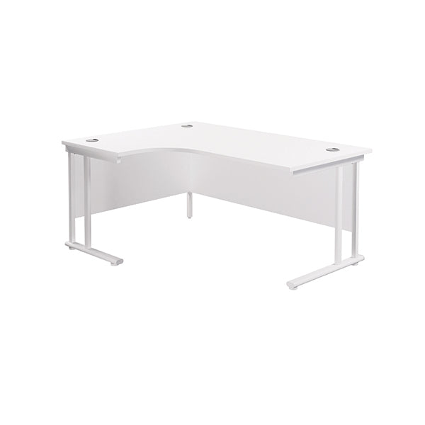 Jemini Radial Left Hand Cantilever Desk 1600x1200x730mm White/White KF807674