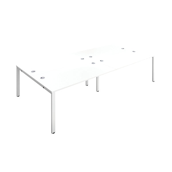 Jemini 4 Person Bench Desk 2400x1600x730mm White/White KF808756