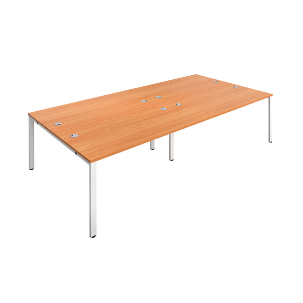 Jemini 4 Person Bench Desk 3200x1600x730mm Beech/White KF809449