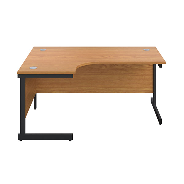 Jemini Radial Left Hand Single Upright Cantilever Desk 1600x1200x730mm Nova Oak/Black KF819660