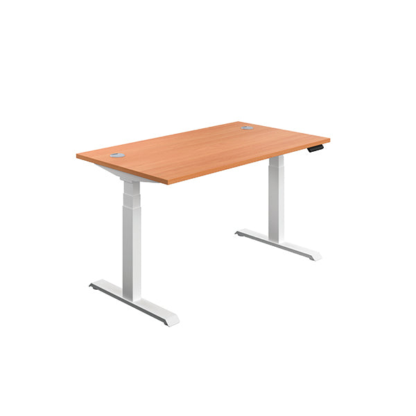 First Sit/Stand Desk 1600x800x630-1290mm Beech/White KF820765