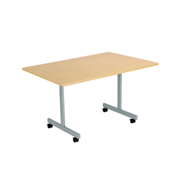 Jemini Rectangular Tilting Table 1200x700x730mm Nova Oak/Silver KF822391
