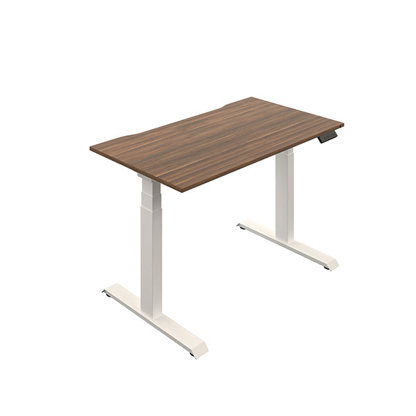 Okoform Dual Motor Sit/Stand Heated Desk 1600x800x645-1305mm Dark Walnut/White KF822392