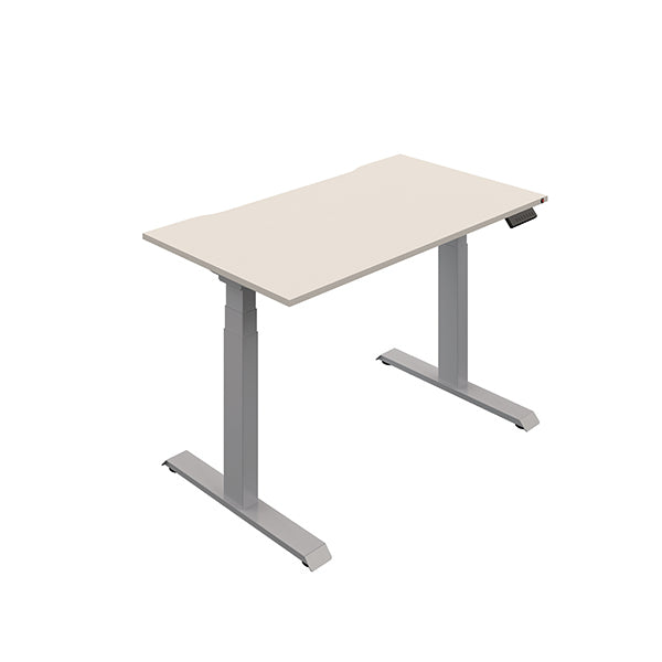 Okoform Dual Motor Sit/Stand Heated Desk 1400x800x645-1305mm White/Silver KF822422