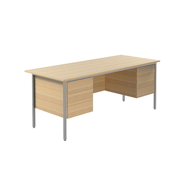 Serrion Double Pedestal 4 Leg Desk 1800x750x730mm Ferrera Oak/Black KF838777