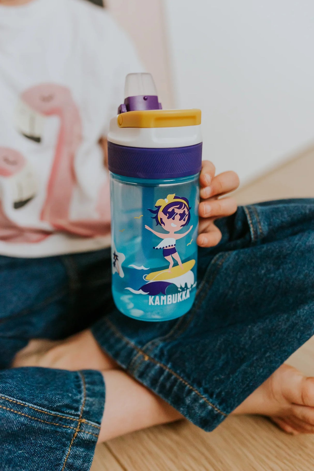 BPA Free Water Bottle With Straw Lid Surf Girl 400ml