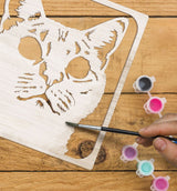 Splat Planet Wood Art Kit - Grey Cat
