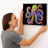 Diamond Dotz Flock Canvas 35x46cm Kit - Neon Octopus