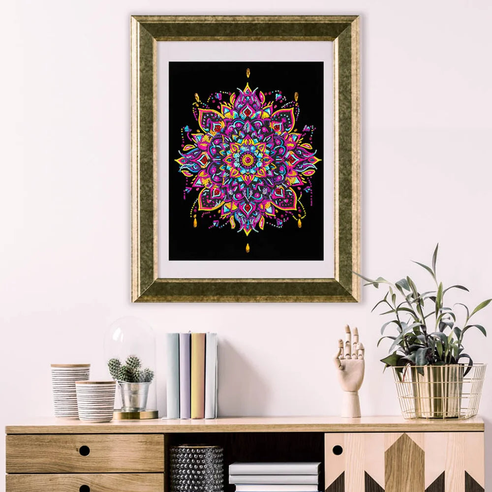 Diamond Dotz Flock Canvas 35x46cm Kit - Neon Mandala