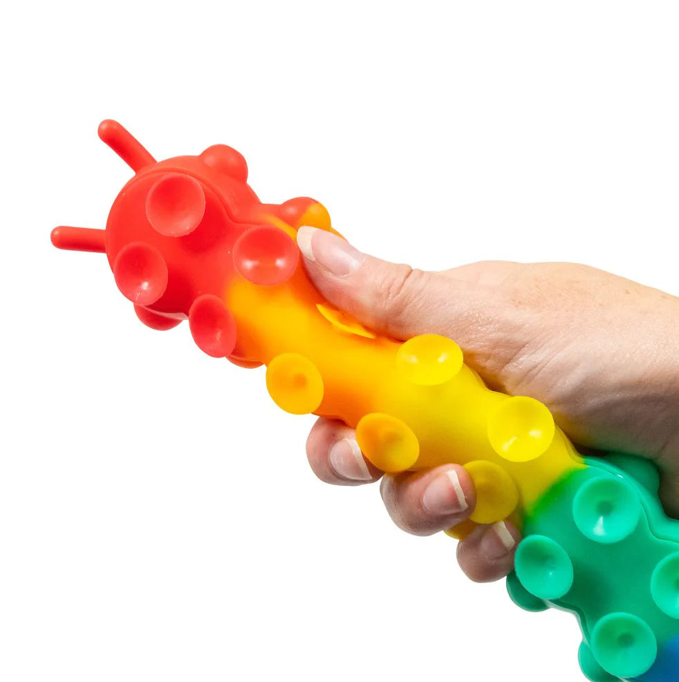 Light Up Suction Push Popper Caterpillar