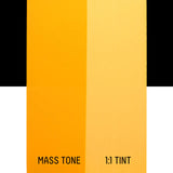 Liquitex Cadmium-Free Yellow Deep swatch with 'Mass Tone' and '1:1 Tint' labels  