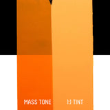 Orange swatch with black and white horizontal stripes in the background