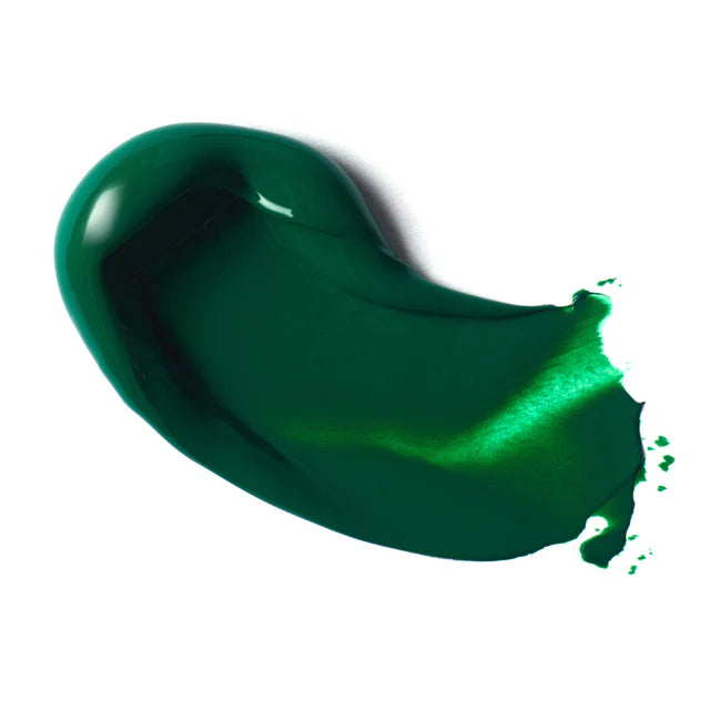 Swatch of green paint on a white background