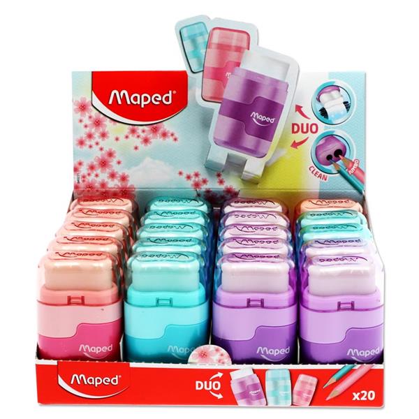 Maped Twin Hole Sharpener/Eraser - Pastel (Assortment)