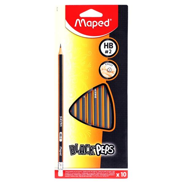 Maped HB Triangular Rubber Tipped Pencils (10 Pack)