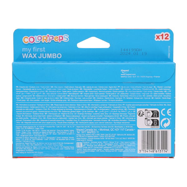 Maped Colorpeps Wax Jumbo Crayons (12 Pack)