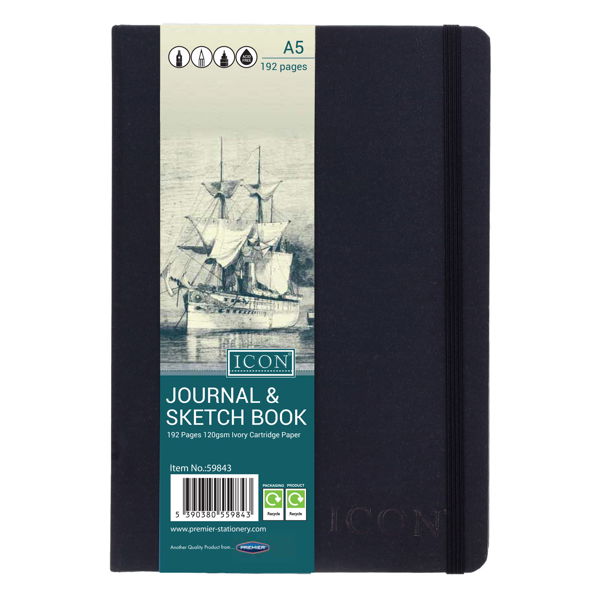 Icon A5 Journal/Sketch Book - Black