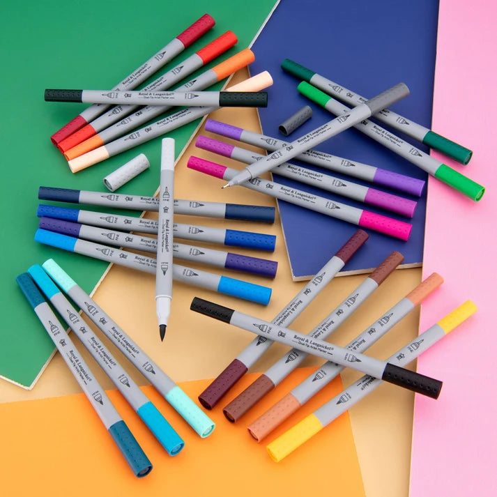 Artist Markers Dual Tip Brush Tip Fineliners (24 Pack)