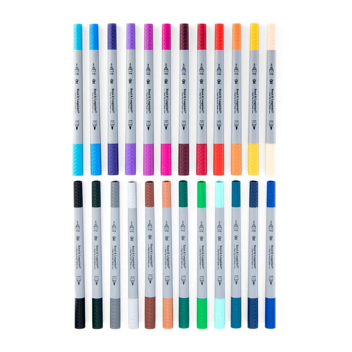 Set of colored markers on a white background