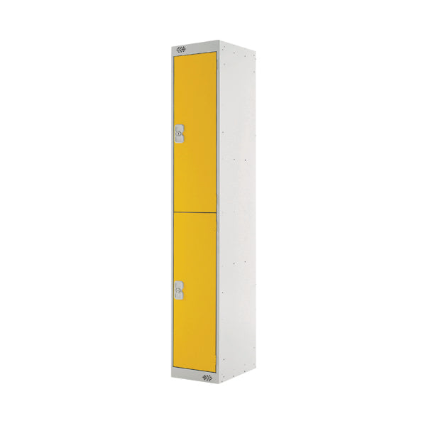 Two Compartment Locker 300x450x1800mm Yellow Door MC00048