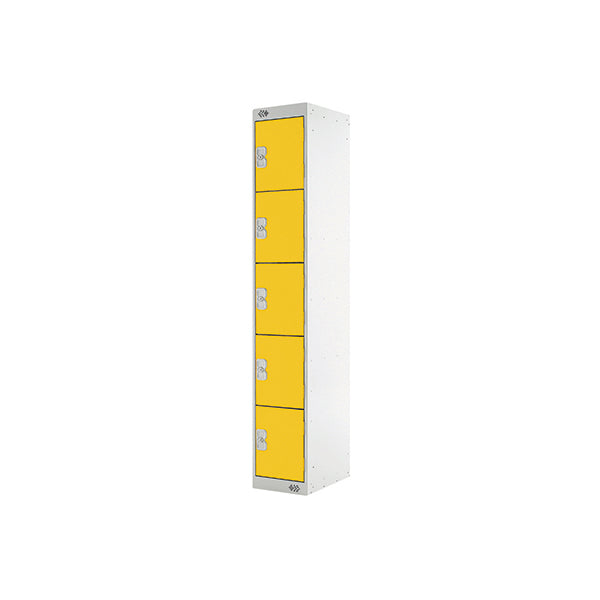 Five Compartment Locker 300x450x1800mm Yellow Door MC00066