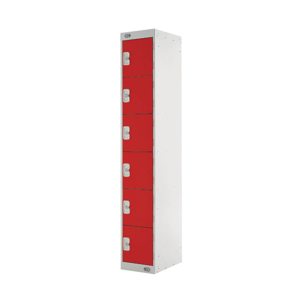 Six Compartment Locker 300x450x1800mm Red Door MC00071