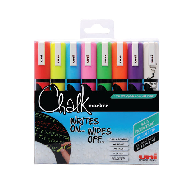 Uni-Ball UniChalk Chalk Marker Medium Assorted (Pack of 8) 153494341