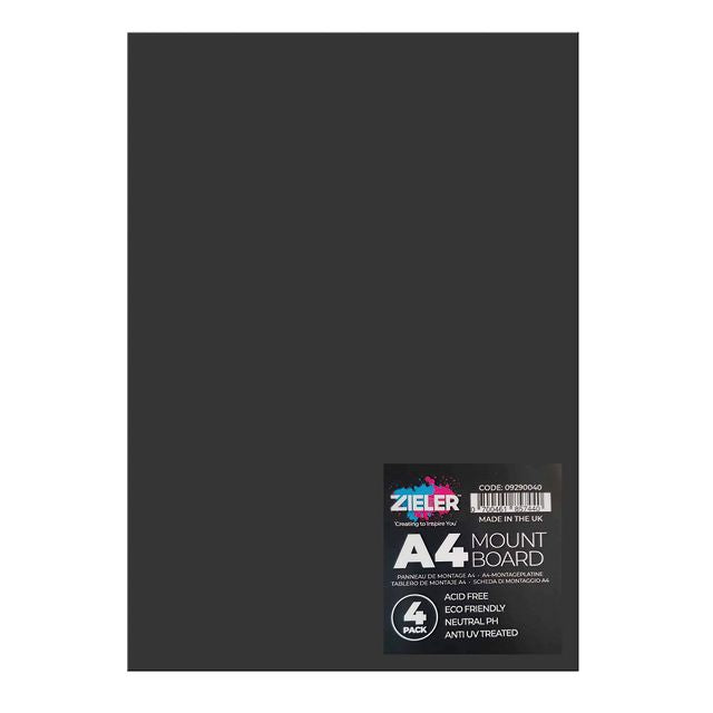 Zieler A4 Mountboard- Black (4 Sheets)