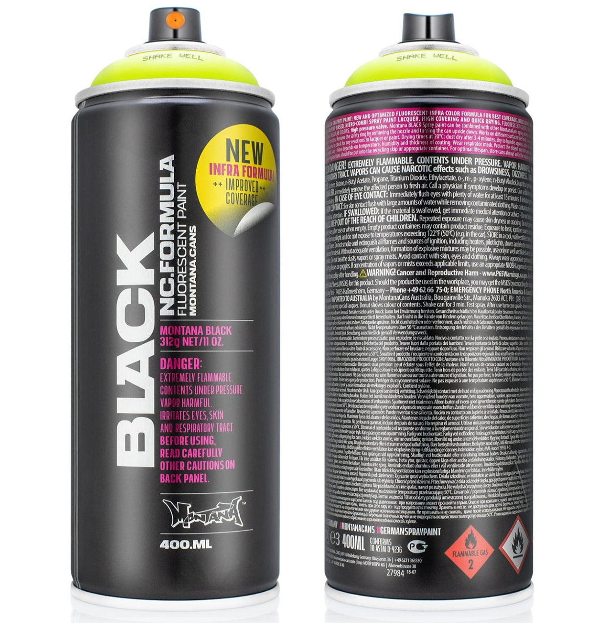 Montana BLACK Spray Paint 400ml - INFRA Yellow (IN1000)