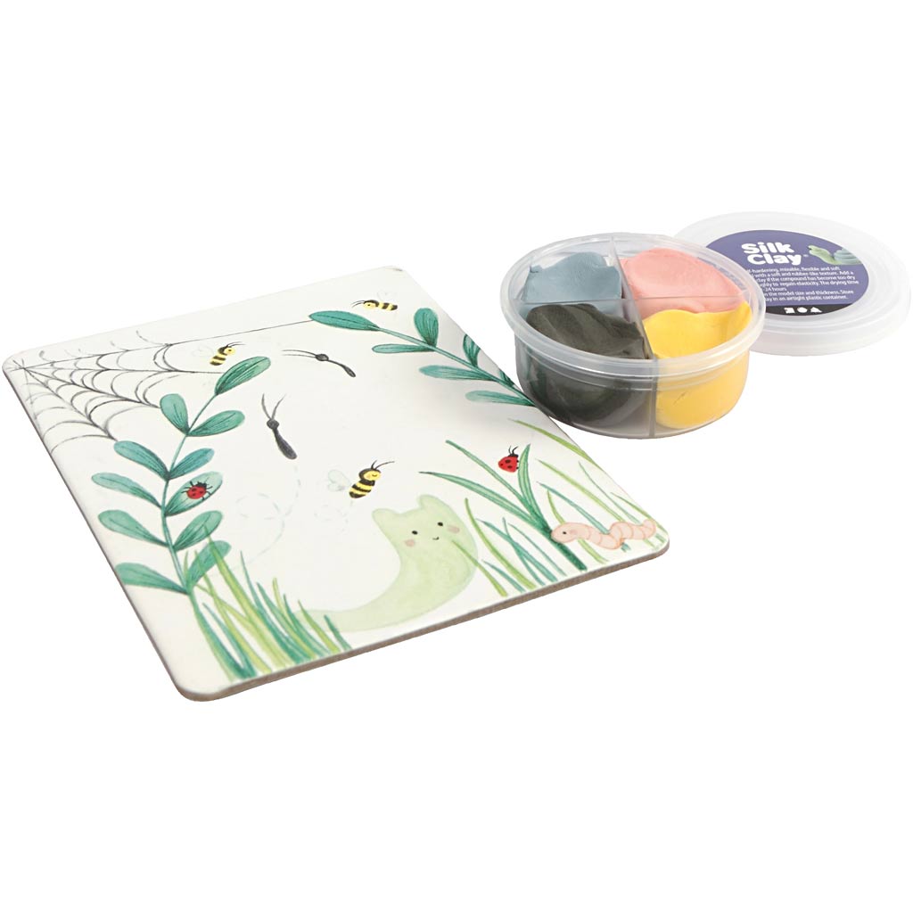 Silk Clay kit with a mat featuring nature-themed design on a white background