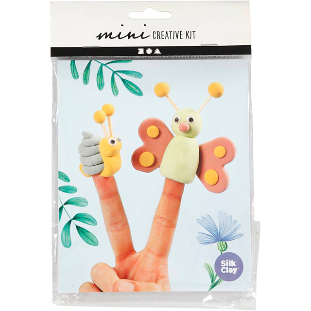 Silk Clay mini creative kit packaging with butterfly and caterpillar figures on a white background