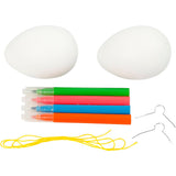 Set of colorful sticks with strings and paper clips on a white background