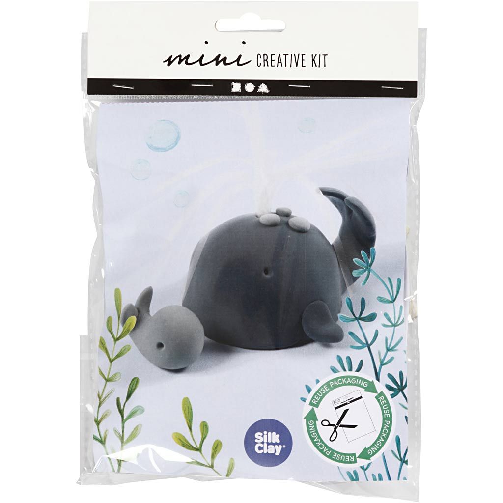 Silk Clay mini creative kit with a whale-shaped object on a white background
